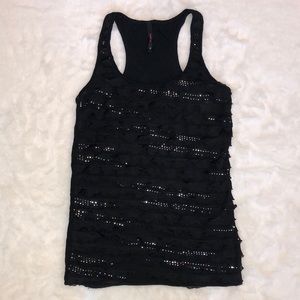Candy Rain Black sparkle Racerback Tank top Size M